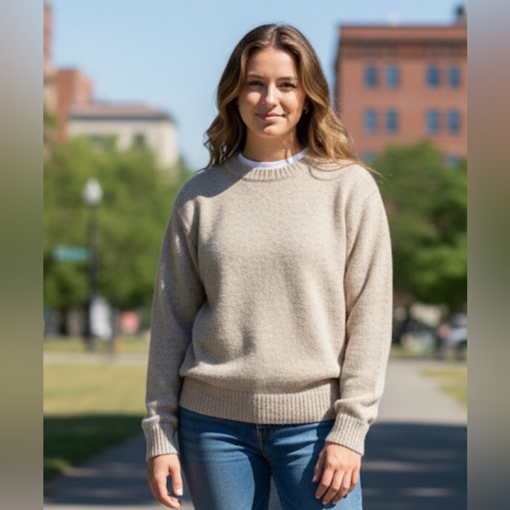 Vintage Out west | Women Wool Blend Tan Crewneck LS‎ Grandpa Sweater GUC
